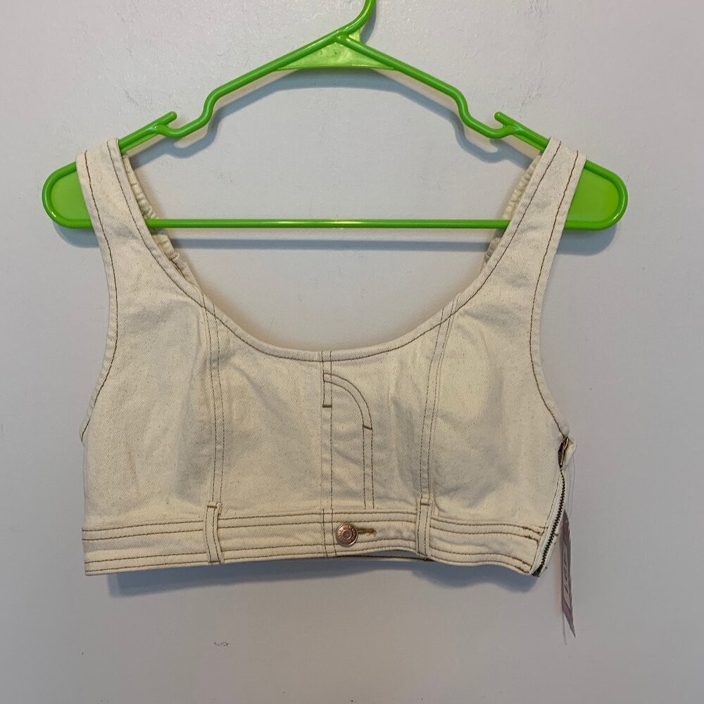 WILD FABLE OFF WHITE/ECRU DENIM HALTER TOP NWT